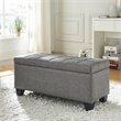 Modern Fabric Rectangular Storage Ottoman Bench Grey