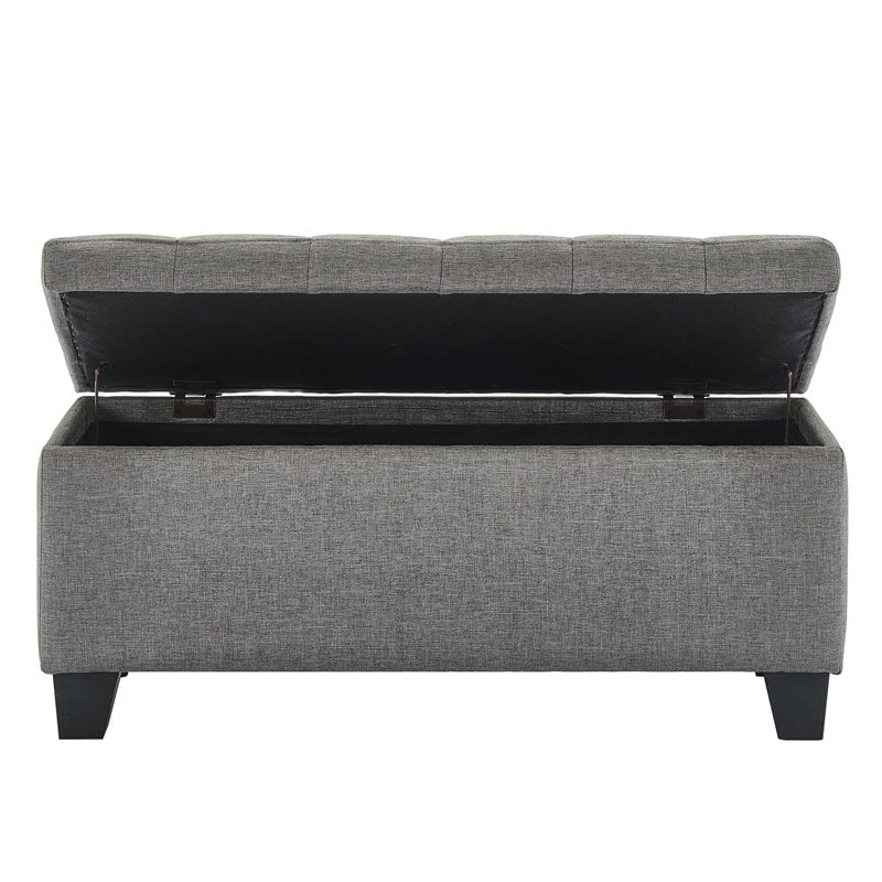 Modern Fabric Rectangular Storage Ottoman Bench Grey