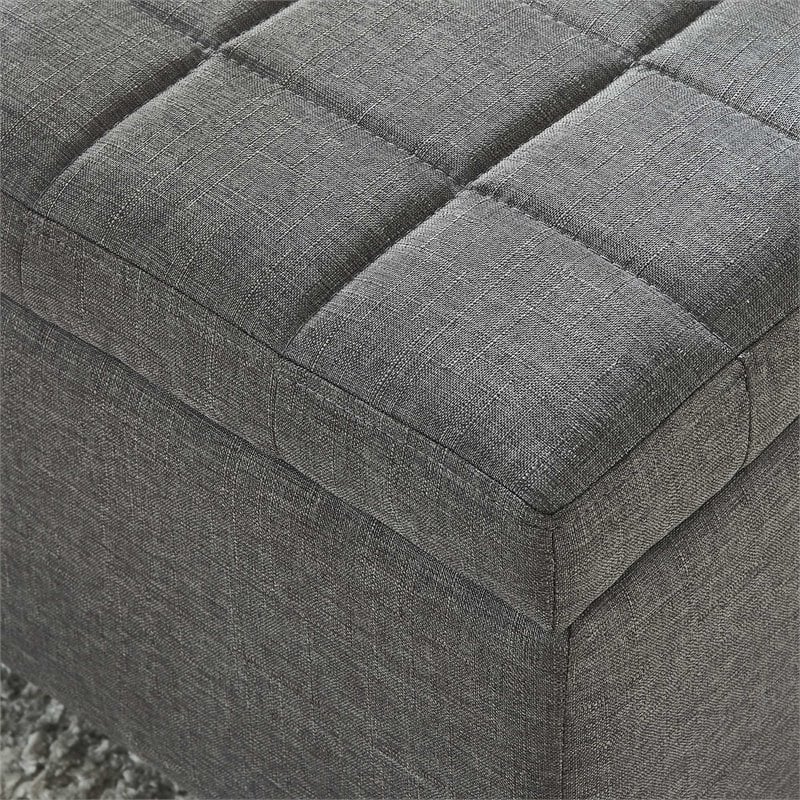 Modern Fabric Rectangular Storage Ottoman Bench Grey