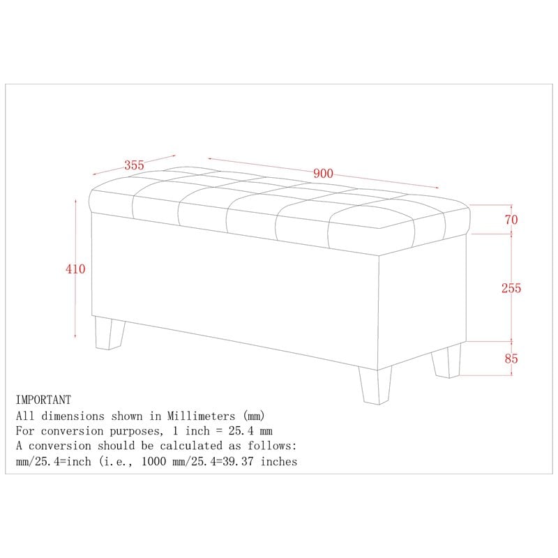 Modern Fabric Rectangular Storage Ottoman Bench Grey