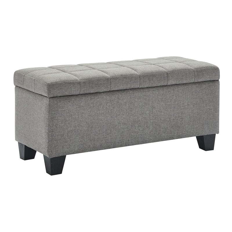 Modern Fabric Rectangular Storage Ottoman Bench Grey