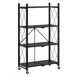 whi quby modern metal kitchen cart with 4-tier folding shelf