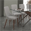 MidCentury Faux Leather and Metal Dining Chair Set of 2 Grey and Walnut
