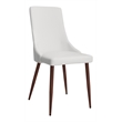 MidCentury Faux Leather and Metal Dining Chair Set of 2 White and Walnut