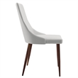 MidCentury Faux Leather and Metal Dining Chair Set of 2 White and Walnut