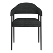 Contemporary Fabric and Metal Dining Chair Set of 2 Charcoal and Black