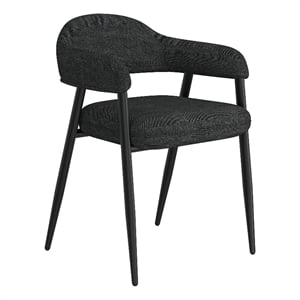 Contemporary Fabric and Metal Dining Chair Set of 2 Charcoal and Black