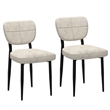 Modern Fabric and Metal Dining Chair Set of 2 Beigeand Black