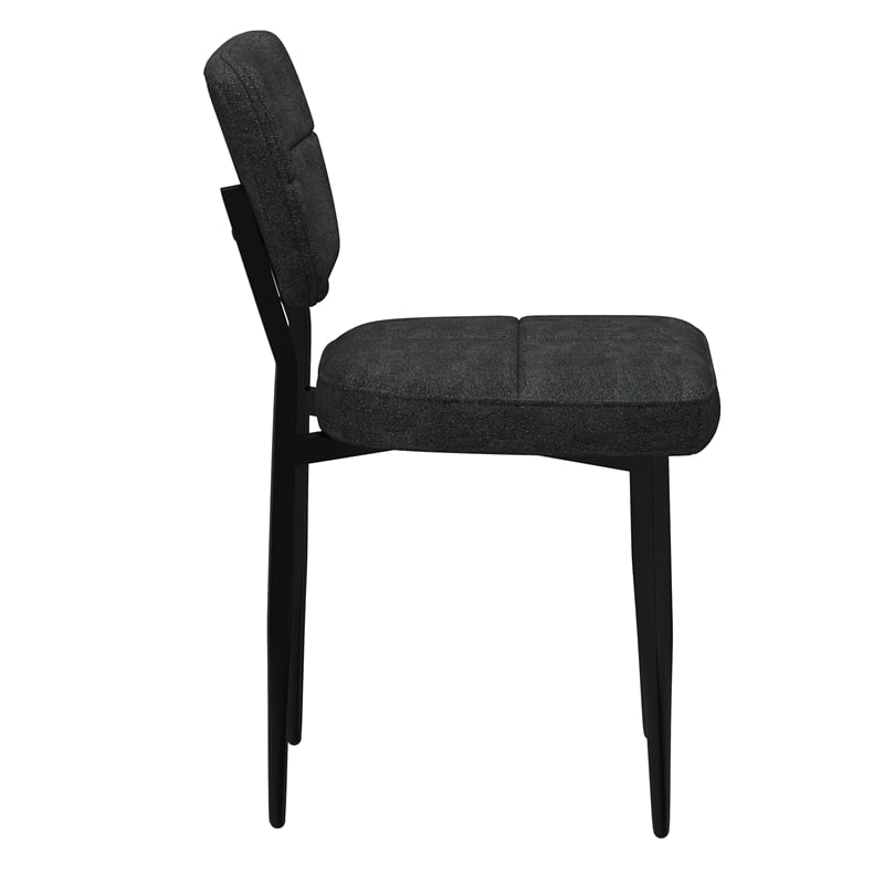 Modern Fabric and Metal Dining Chair Set of 2 Charcoal and Black