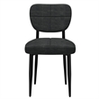 Modern Fabric and Metal Dining Chair Set of 2 Charcoal and Black