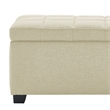 Modern Fabric Upholstered Rectangular Storage Ottoman Bench Beige