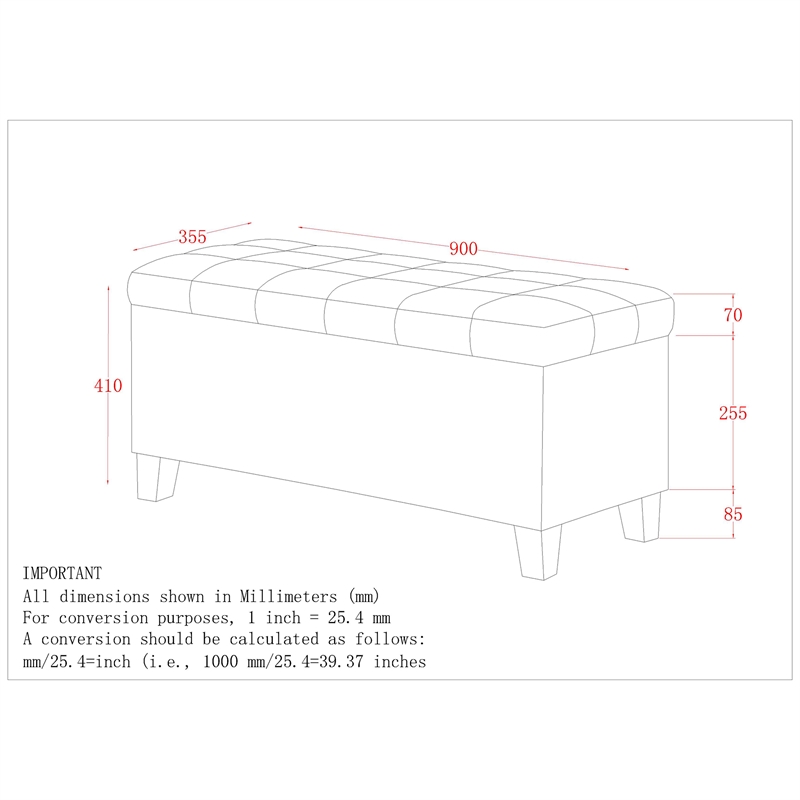 Modern Fabric Upholstered Rectangular Storage Ottoman Bench Beige
