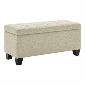 Modern Fabric Upholstered Rectangular Storage Ottoman Bench Beige
