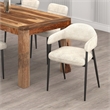 Contemporary Fabric and Metal Dining Chair Set of 2 Beigeand Black