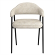 Contemporary Fabric and Metal Dining Chair Set of 2 Beigeand Black