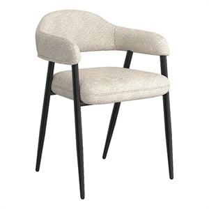 Contemporary Fabric and Metal Dining Chair Set of 2 Beigeand Black