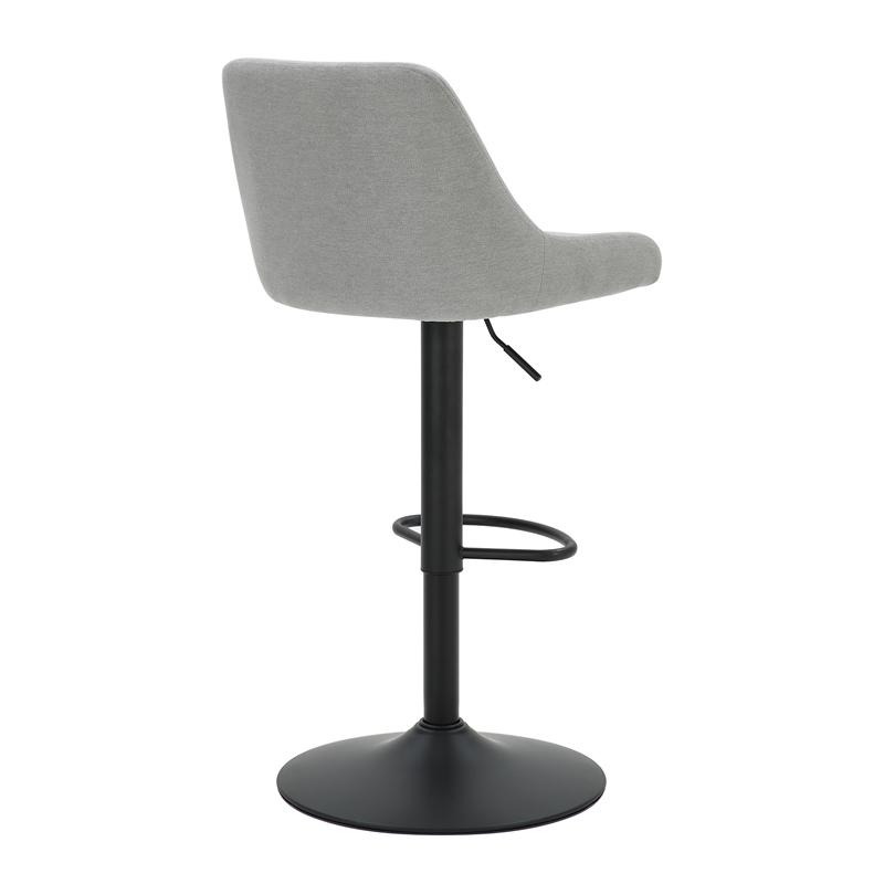 Modern Fabric and Metal Adjustable Swivel Stool Set of 2 Grey and Black