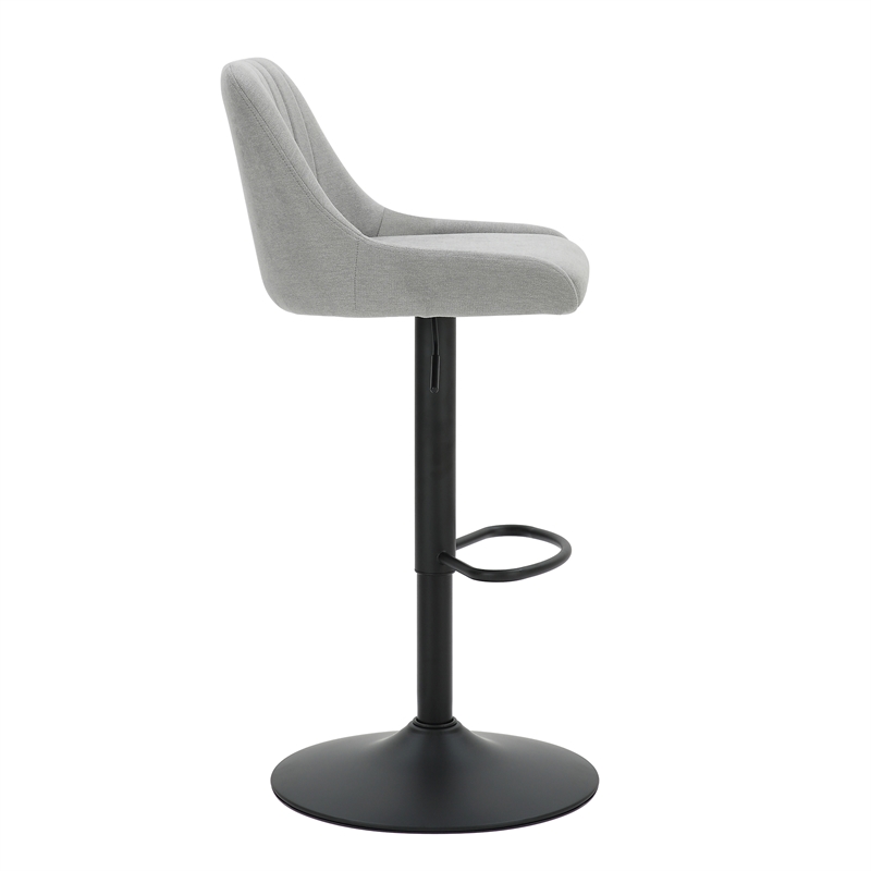 Modern Fabric and Metal Adjustable Swivel Stool Set of 2 Grey and Black