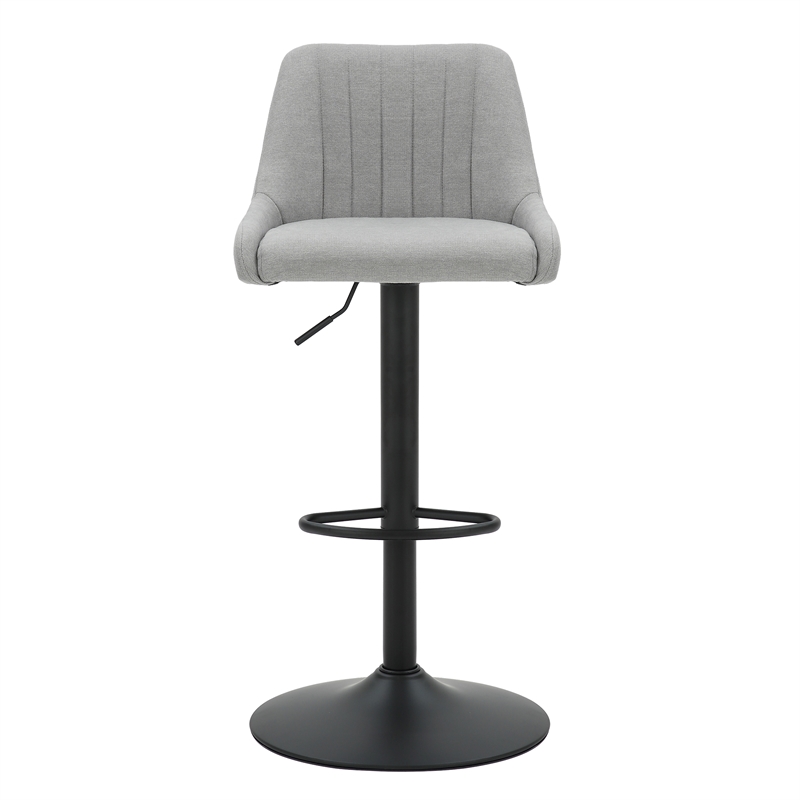 Modern Fabric and Metal Adjustable Swivel Stool Set of 2 Grey and Black
