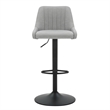 Modern Fabric and Metal Adjustable Swivel Stool Set of 2 Grey and Black