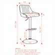 Modern Fabric and Metal Adjustable Swivel Stool Set of 2 Grey and Black