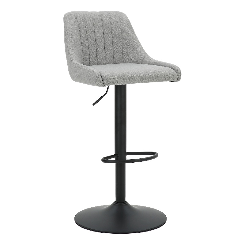 Modern Fabric and Metal Adjustable Swivel Stool Set of 2 Grey and Black