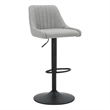 Modern Fabric and Metal Adjustable Swivel Stool Set of 2 Grey and Black