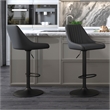 Modern Faux Leather Adjustable Stool with Swivel Set of 2 Black and Black