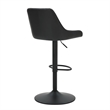 Modern Faux Leather Adjustable Stool with Swivel Set of 2 Black and Black