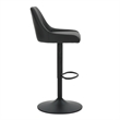Modern Faux Leather Adjustable Stool with Swivel Set of 2 Black and Black