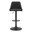 Modern Faux Leather Adjustable Stool with Swivel Set of 2 Black and Black