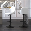 Modern Faux Leather Adjustable Stool with Swivel Set of 2 White and Black