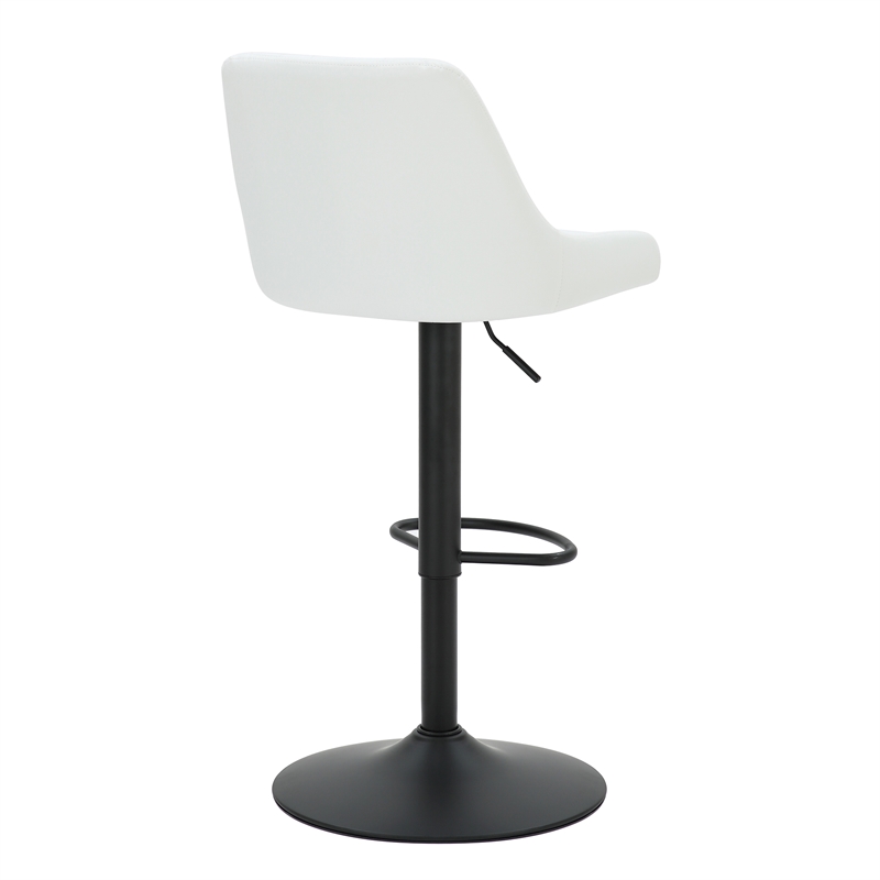Modern Faux Leather Adjustable Stool with Swivel Set of 2 White and Black