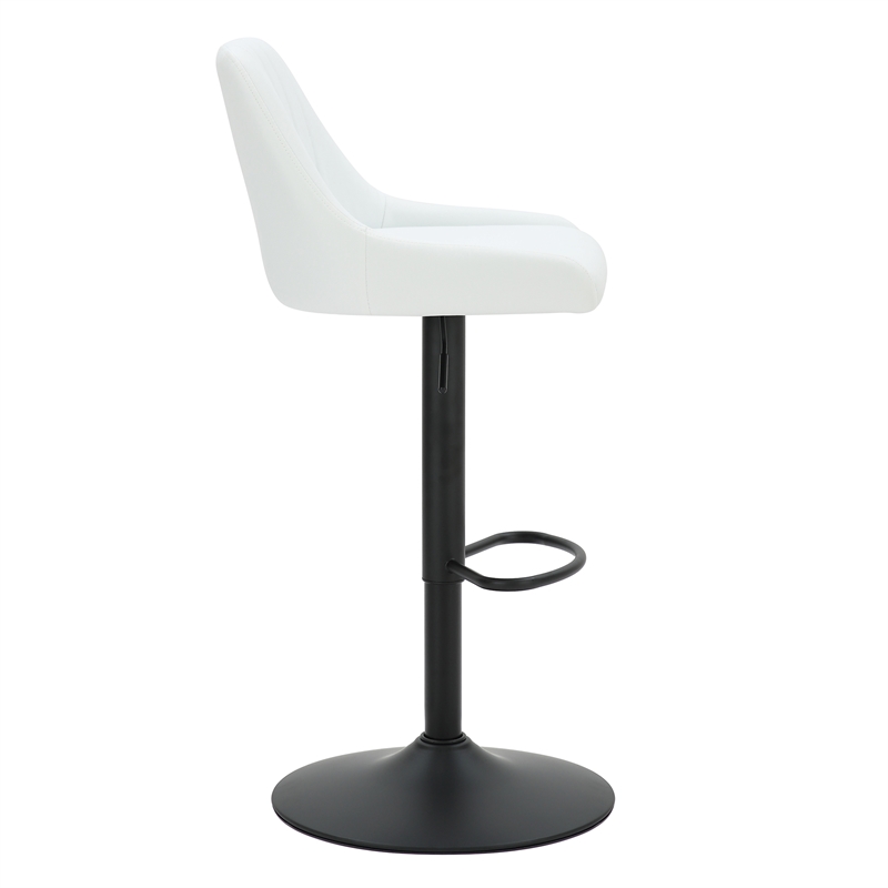 Modern Faux Leather Adjustable Stool with Swivel Set of 2 White and Black