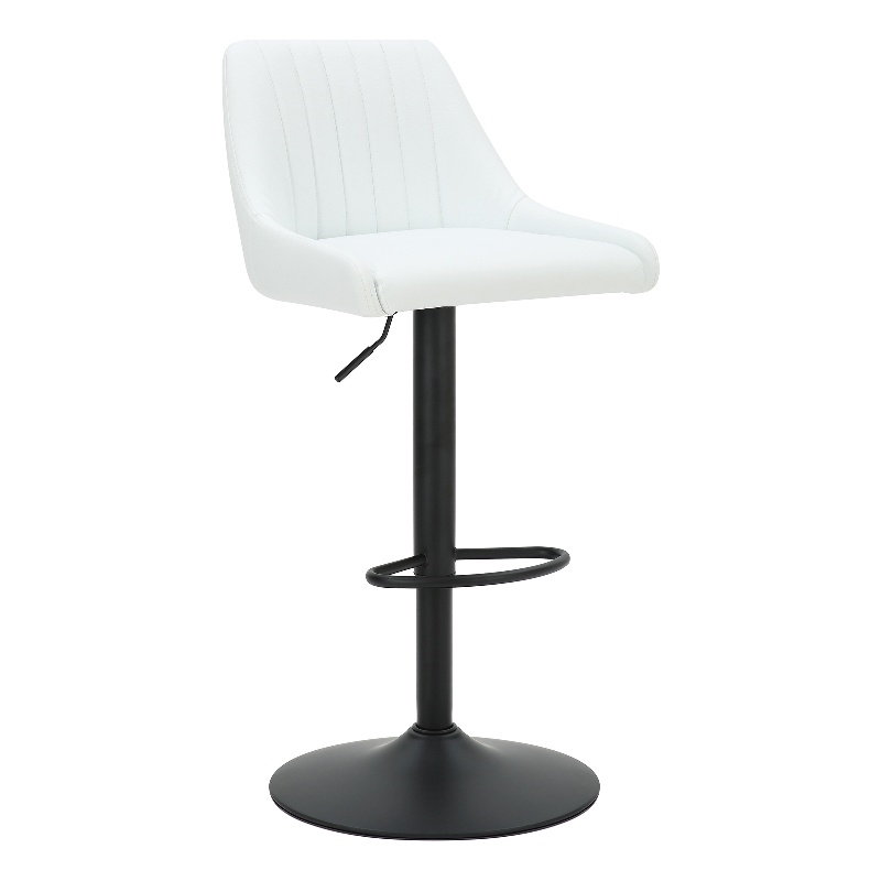 Modern Faux Leather Adjustable Stool with Swivel Set of 2 White and Black