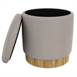 WHI Modern Fabric Round Storage Ottoman Grey Natural