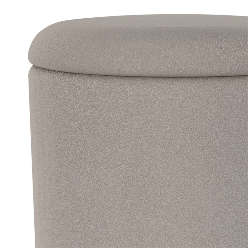 WHI Modern Fabric Round Storage Ottoman Grey Natural