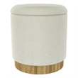 WHI Modern Fabric Round Storage Ottoman White Natural