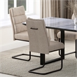 WHI Modern Fabric Metal Dining Chair Set of 2 Beige Black