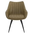 WHI Modern Faux Leather Metal Swivel Dining Accent Chair Set of 2 Moss Black