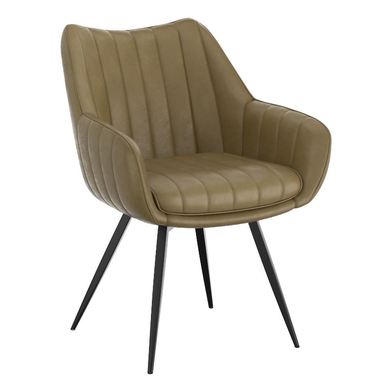 WHI Modern Faux Leather Metal Swivel Dining Accent Chair Set of 2 Moss Black