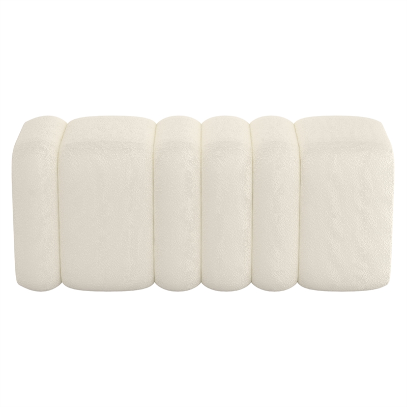 WHI Contemporary Boucle Fabric Large Ottoman Bench Ivory