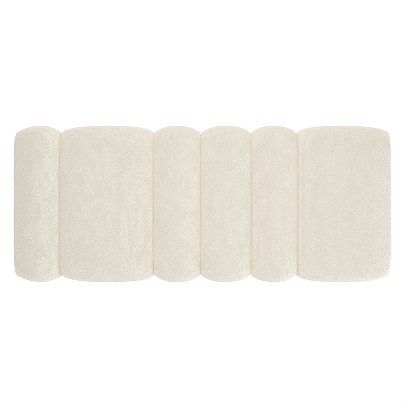 WHI Contemporary Boucle Fabric Large Ottoman Bench Ivory