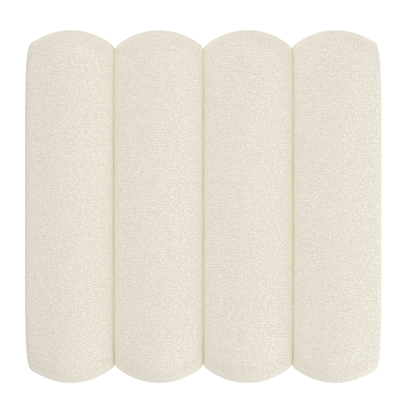 WHI Contemporary Boucle Fabric Small Square Ottoman Ivory