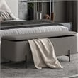 WHI Modern Fabric Metal Storage Ottoman Bench Grey Black