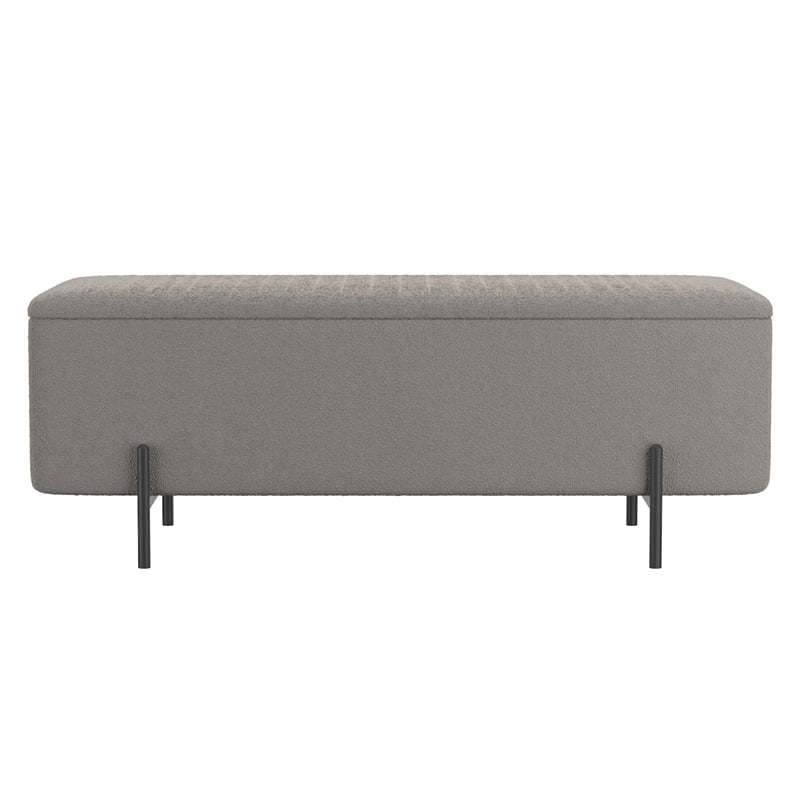 WHI Modern Fabric Metal Storage Ottoman Bench Grey Black