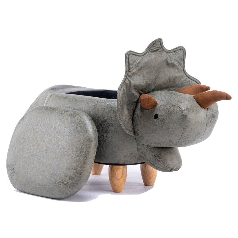 Home 2 Office Dean The Dinosaur Fabric Storage Ottoman/Stool in Gray/Natural