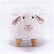 Home 2 Office Shiloh The Sheep Fabric Storage Ottoman/Stool in White/Natural