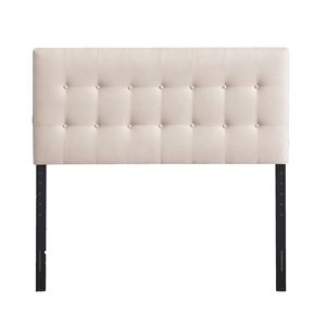 ferndale beige button tufted fabric upholstered headboard - full or queen size