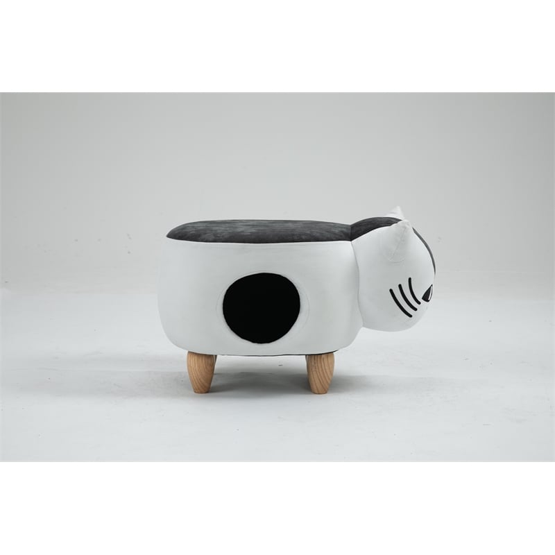 Home 2 Office Cat Condo Fabric Pet House Ottoman in Multi-Color